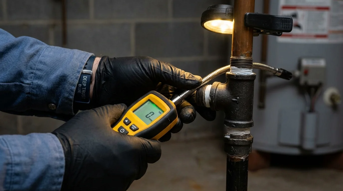 Gas leak detection with electronic sniffer by Johns Plumbing LLC in Sachse