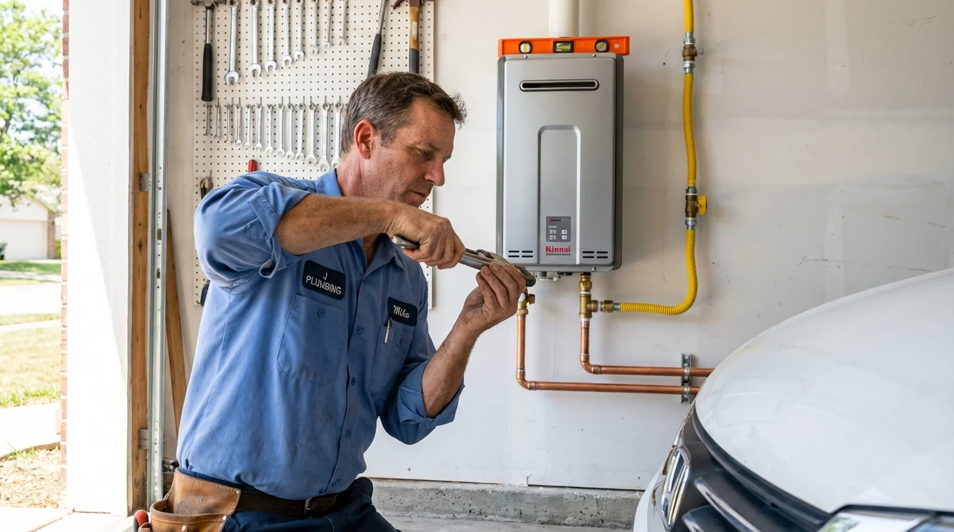 Tankless water heater installation by a Johns Plumbing LLC plumber in Sachse